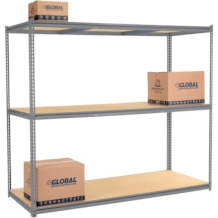 Global Industrial High Capacity Starter Rack 96x24x963 Levels Wood Deck 800lb Per Shelf GRY 580935GY